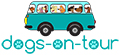 cartoon dogs on a bus